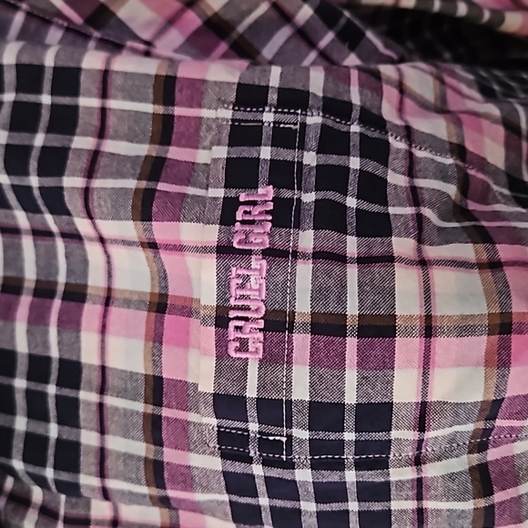 CRUEL GIRL Navy Blue & Pink Plaid Button Down Rodeo Shirt - Picture 4 of 6